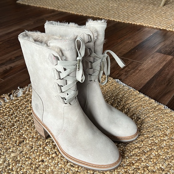 Timberland Women’s Like New Sz 7 Sienna High Waterproof Mid Boot Gray Suede - Picture 1 of 12